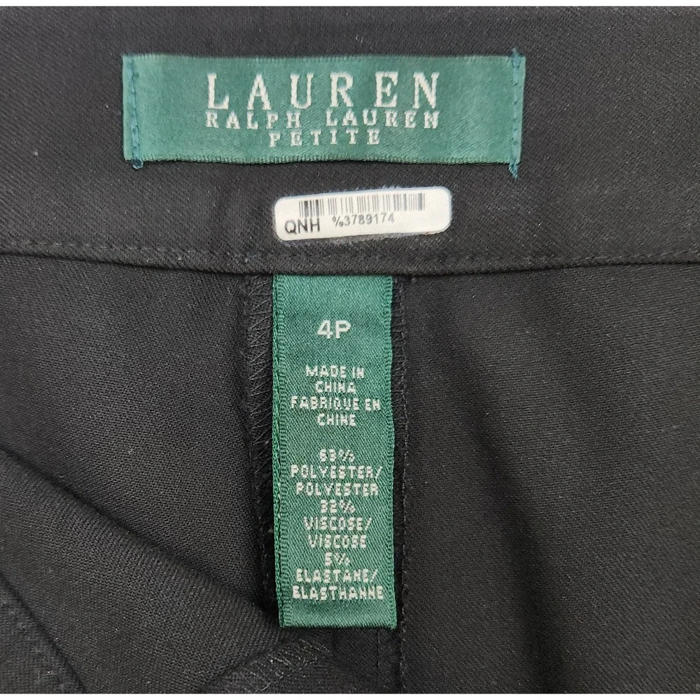 Lauren Ralph Lauren‎ Petite Dress Pants Trousers 4P Black Workwear Minimalist